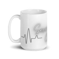 Seven Leaves Heartbeat Logo White glossy mug